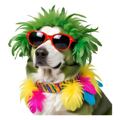 Dog wearing Elton John glasses sticker