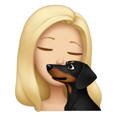blonde woman kissing black and tan dachshund  sticker