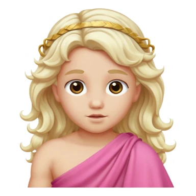 Cupid from Olympus Gods with long white blonde wavy hair, pink toga sticker