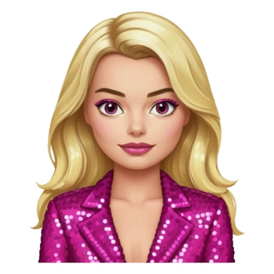Maggot Robbie with long blonde hair, dark pink sequin outfit sticker