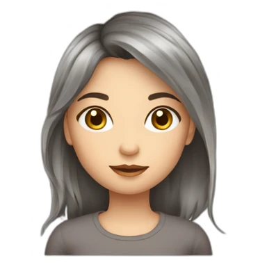 Fille yeux brun cheveux brun croler pull gris sticker