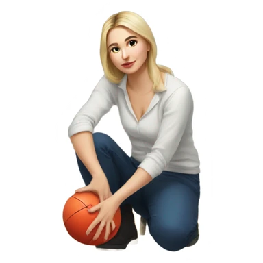 a russian woman drawing a ball in the floor  sticker