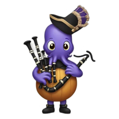 octopus playing a bagpipe sticker