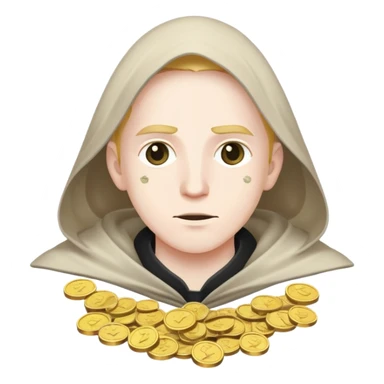 figure in mistcloak with coins floating around them sticker