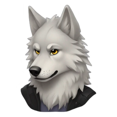 Portait of a half human half wolf with an emo fit sticker