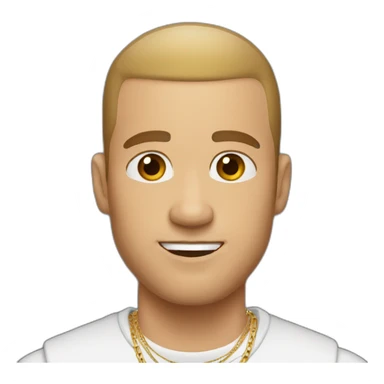white male with brown hair buzz cut wearing gold chain sticker