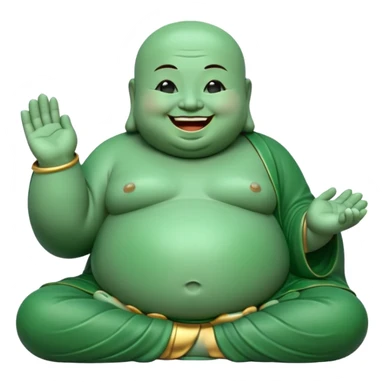 A fat meditating buddha statue jade figure laughing and smiling sticker