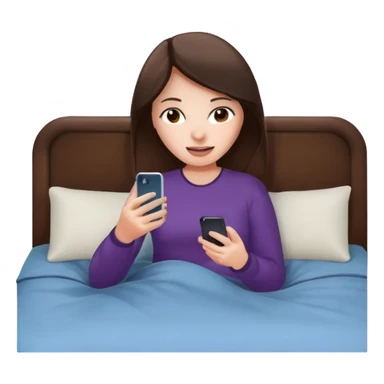 Brunette playing with iPhone in bed sticker