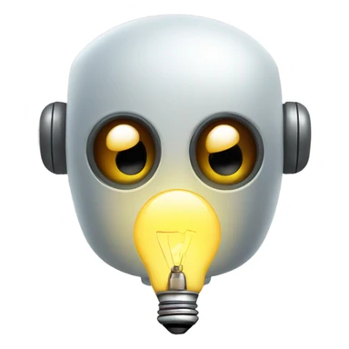 cute robot holds a light bulb sticker