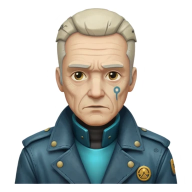 Cyberpunk sea captain man, old, semi-sad expression sticker