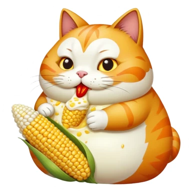 Fat cat eating elote sticker