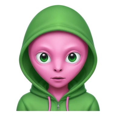Hooded Pink Alien – Pink alien wearing a green hood.






 sticker