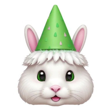 Rabbit in Green Party Hat – white bunny with cone party hat  sticker
