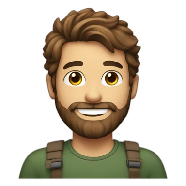bearded boy smiling at camera, brown hair sticker
