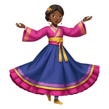 dancer silhouette in traditional Korean dress (hanbok) sticker
