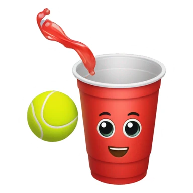red plastic cup with a tennis ball falling in sticker