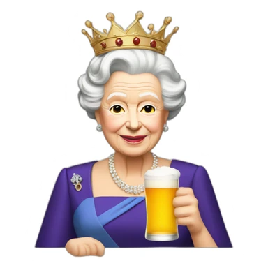 Queen Elizabeth II drink beer sticker