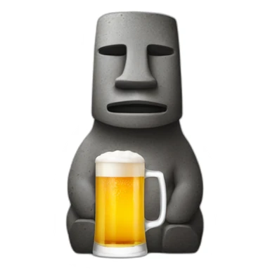 Moai avec un biere sticker