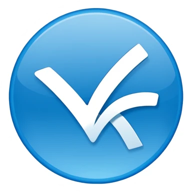 A check mark in a completely blue circle like a max sticker