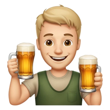 cartoon man with a big smile and beer in hand sticker