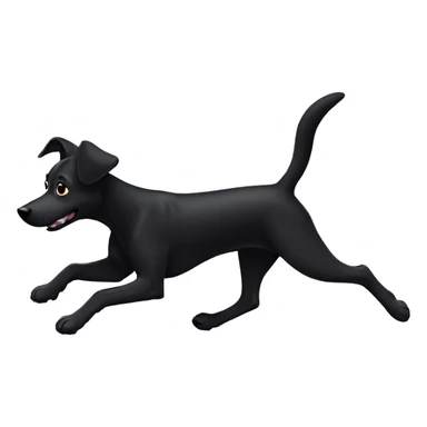 cartoon black dog running sticker