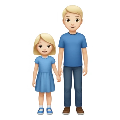 small child standing next to a tall child sticker