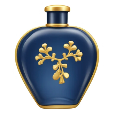 Perfume en forma de cilindro, color azul marino con dorado sticker