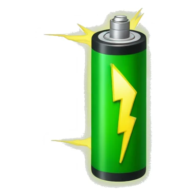 small vertical green battery with yellow lightning logo on it sticker