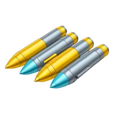 five bullets. four of them of one yellow and gray and the fith one of another color as hioghlighted sticker