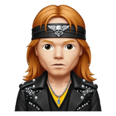Axl Rose from Gun n Roses with long reddish blonde hair, black sequin outfit sticker