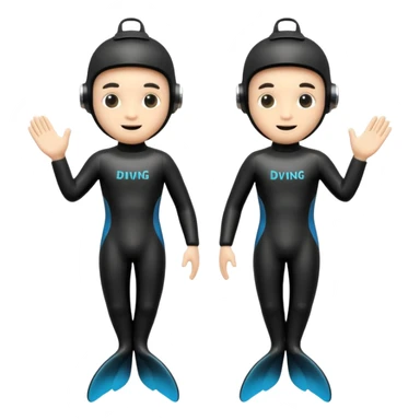 A 3D cartoon pair of diving flippers on a white background, shiny rubber texture, Memoji-style rendering. sticker