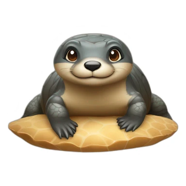 Une loutre sur une tortue sticker