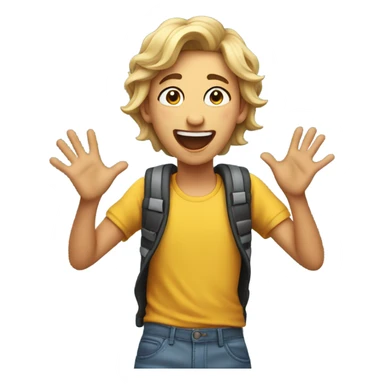 Teenager laughing in shock with hands on their head sticker