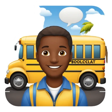 a school bus with a jamaican man saying bomboclat ("BOMBOCLAT' in speech buble) sticker