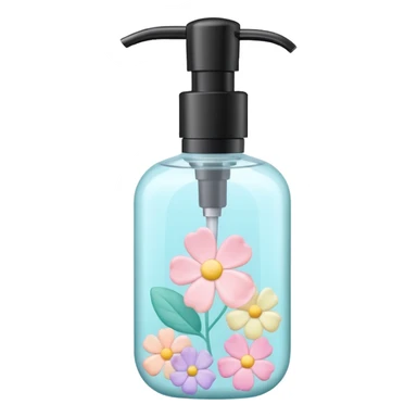Pastel soap dispenser with pastel flower petals  sticker