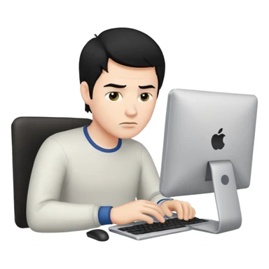 A WHITE MAN, WHIT BLACK HAIR, WITH A PC  sticker