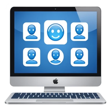 computer with group icon, web hosting agency plan sticker