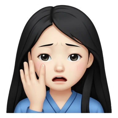Asian long hair girls crying sticker
