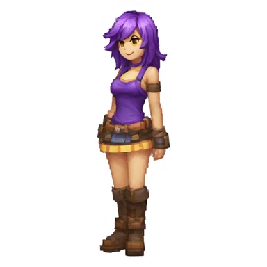 chica con pelor morado y que tenga la ropa de lulu de league of legends estilo pixel art sticker
