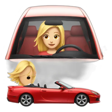 Red car driven by a blonde girl sticker