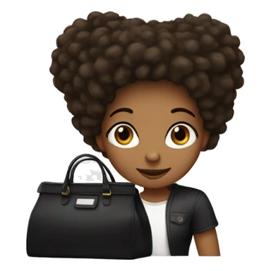 a girl with dung hair in a black bag sticker