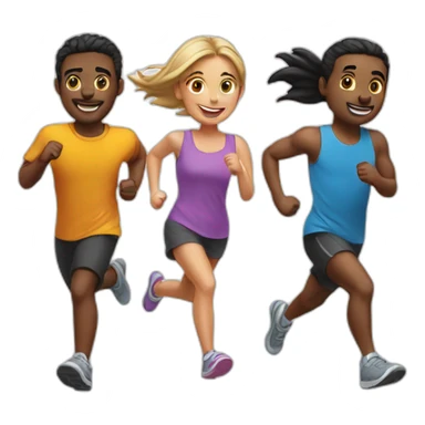 3 friends running sticker