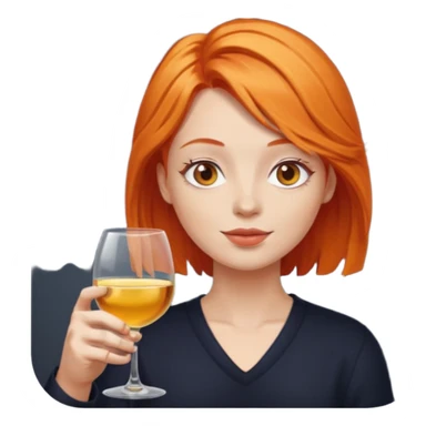 orange hair drinking wine sticker