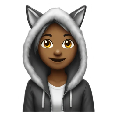 smiling girl in wolf hood sticker