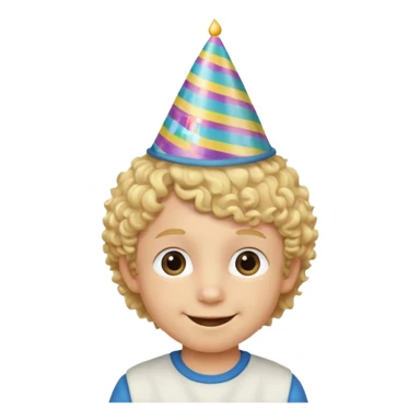 a little boy with birthday hat, blond curly hair















 sticker