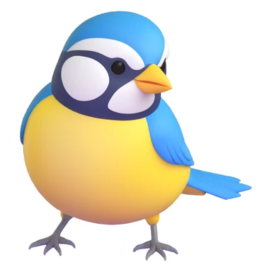 Eurasian blue tit bird with yellow chest and blue head sticker