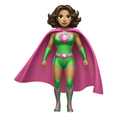 Hispanic woman superhero in pink and green sticker