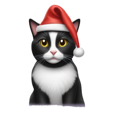 tuxedo cat santa hat sticker