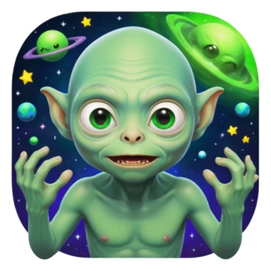 Neon gollum in space sticker