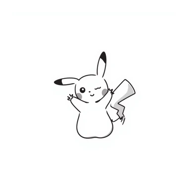 cute Pikachu Pokémon winking and making a peace sign, doodle style sticker